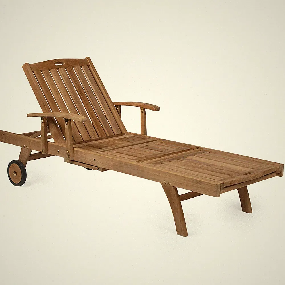Ash & Ember Grade A Teak Reclining Sun Lounger with Armrests