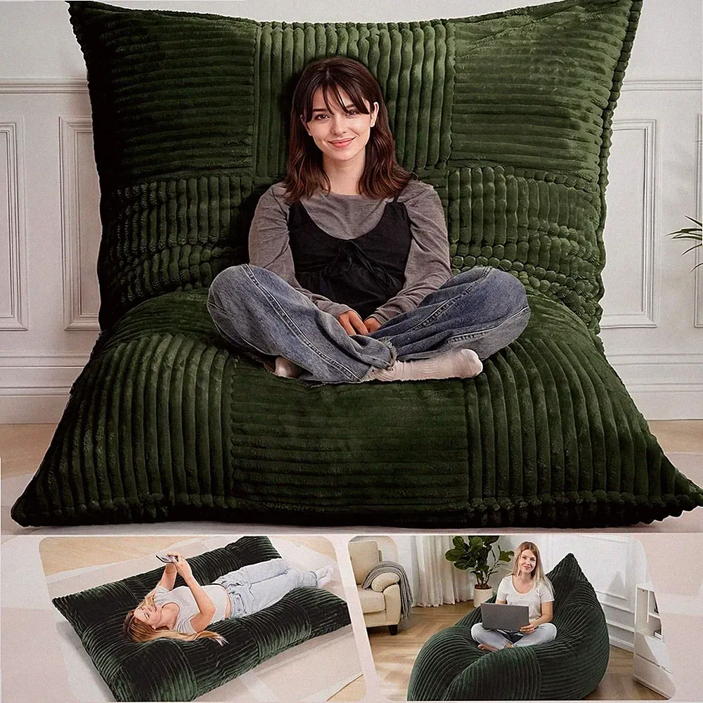 Giant Bean Bag Chair, 3-in-1 Convertible Bean Bag Floor Cushion Washable Cover