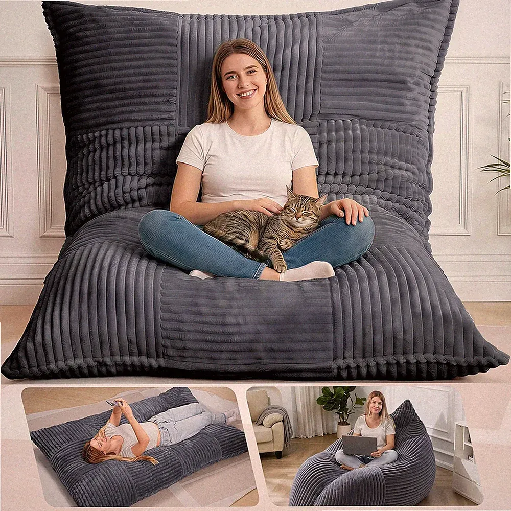 Giant Bean Bag Chair, 3-In-1 Convertible Bean Bag Floor Cushion with Washable Co