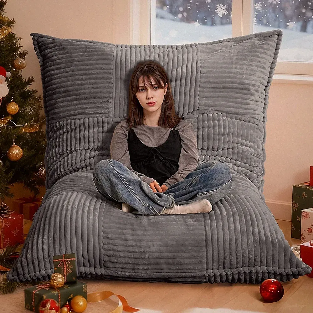 Giant Bean Bag Chair 4in1 Convertible Floor Cushion for Living Room Bedroom Grey