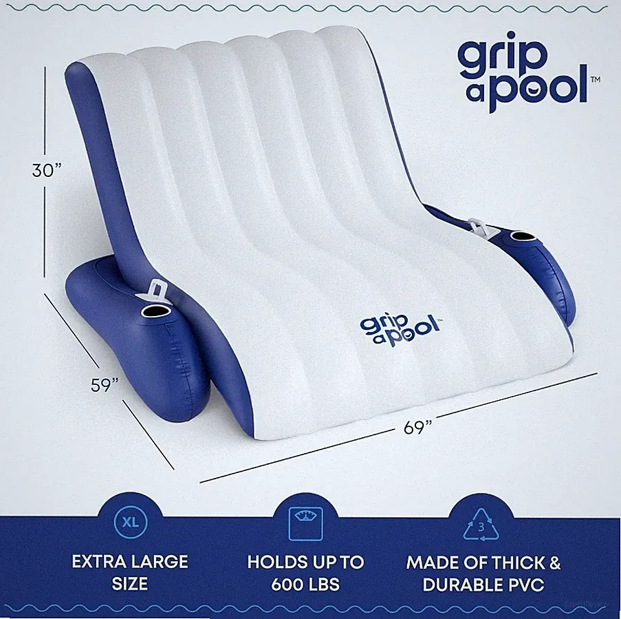 Giant Luxury Pool Float Recliner Chair for 1-2 Adults, Extra Large Heavy Duty