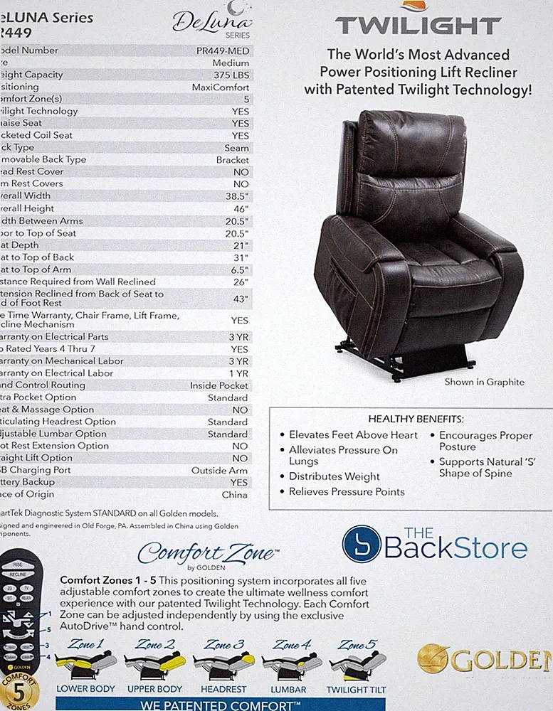 Golden Technologies Titan Medium PR449 with Twilight Tilt Power Lift Chair 5...