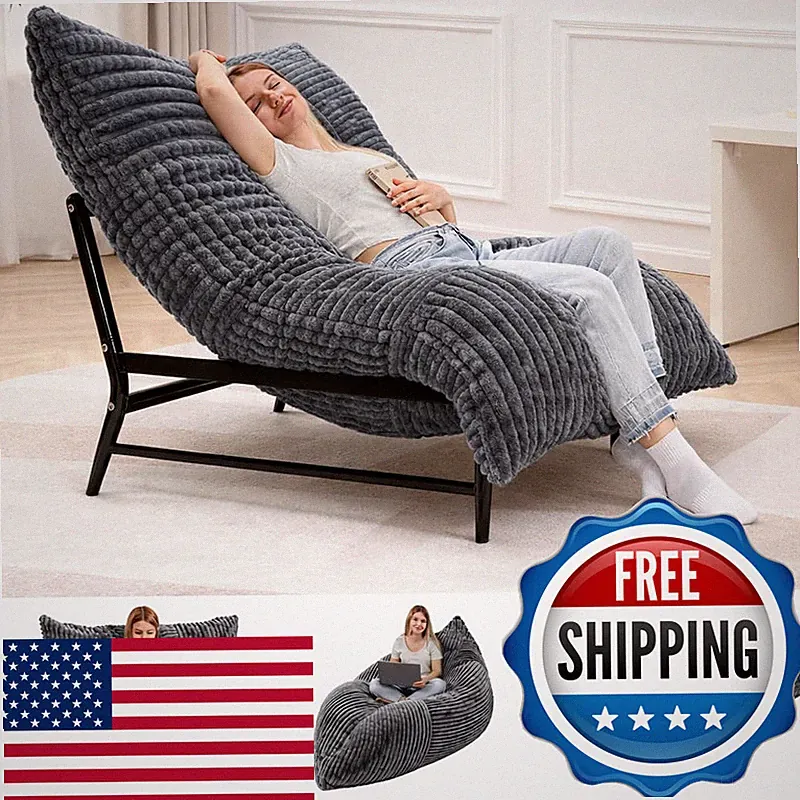 Homrelexa Modern Accent Chair Giant Bean Bag Lounge Chairs Sturdy Metal Frame