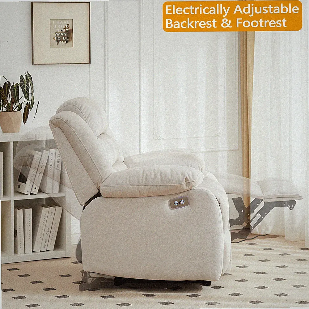Hybition Power Recliner Chair Fabric Living Room Chair Beige