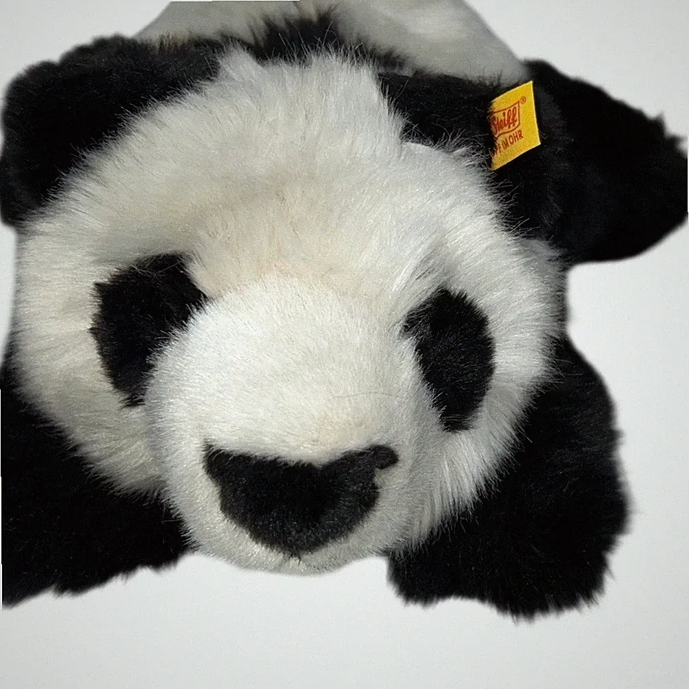 Steiff Manschli Panda Bear Plush Black White Reclining Button in Ear Germany 10"